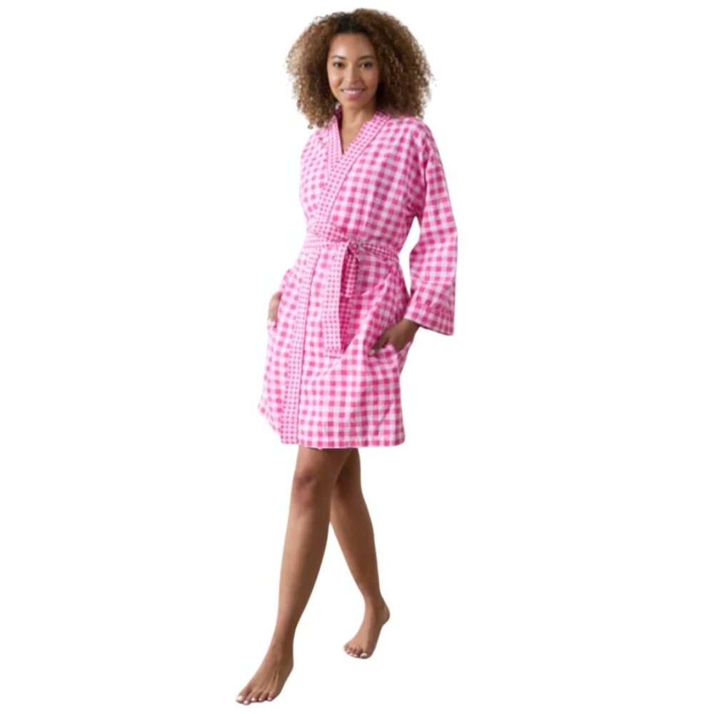 Printfresh Pink Spritz Garden Gingham Organic Cot… - image 2